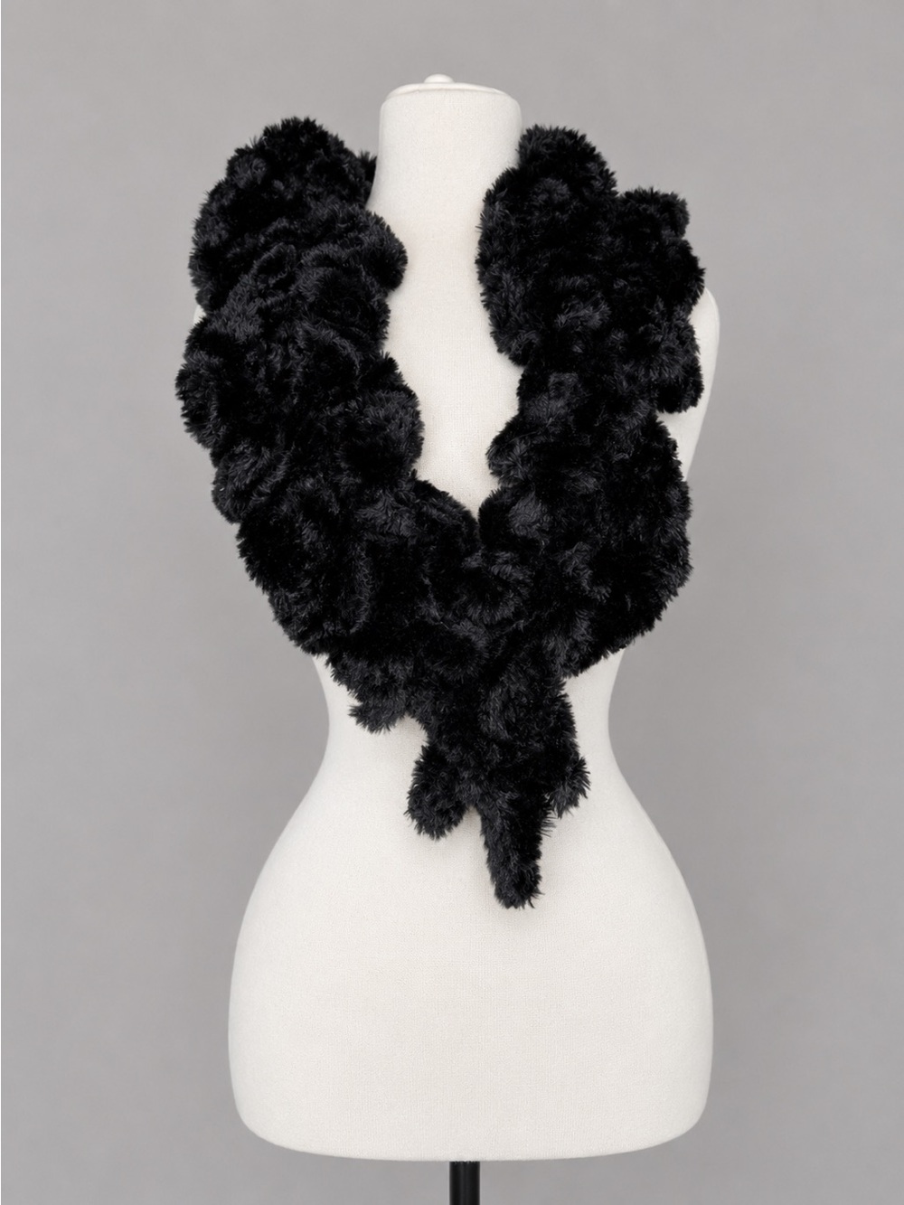 Sterling Styles Black Faux Fur Scarf Wrap Soft Plush Winter Cozy Chic